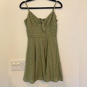 Green and white shirt dress, front tie